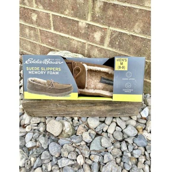 Eddie Bauer Men Suede Tan Slippers Style Ryan 8-9 - Picture 2 of 6